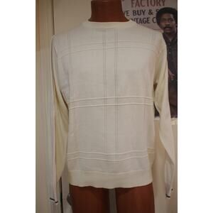 Oscar de la Renta Sweater Mens Large Cream Knit Crewneck Luxury Minimalist